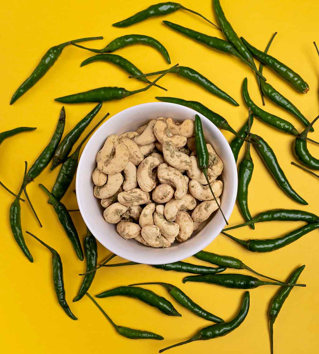 Green Chilli Flavour Dry Roasted Cashews