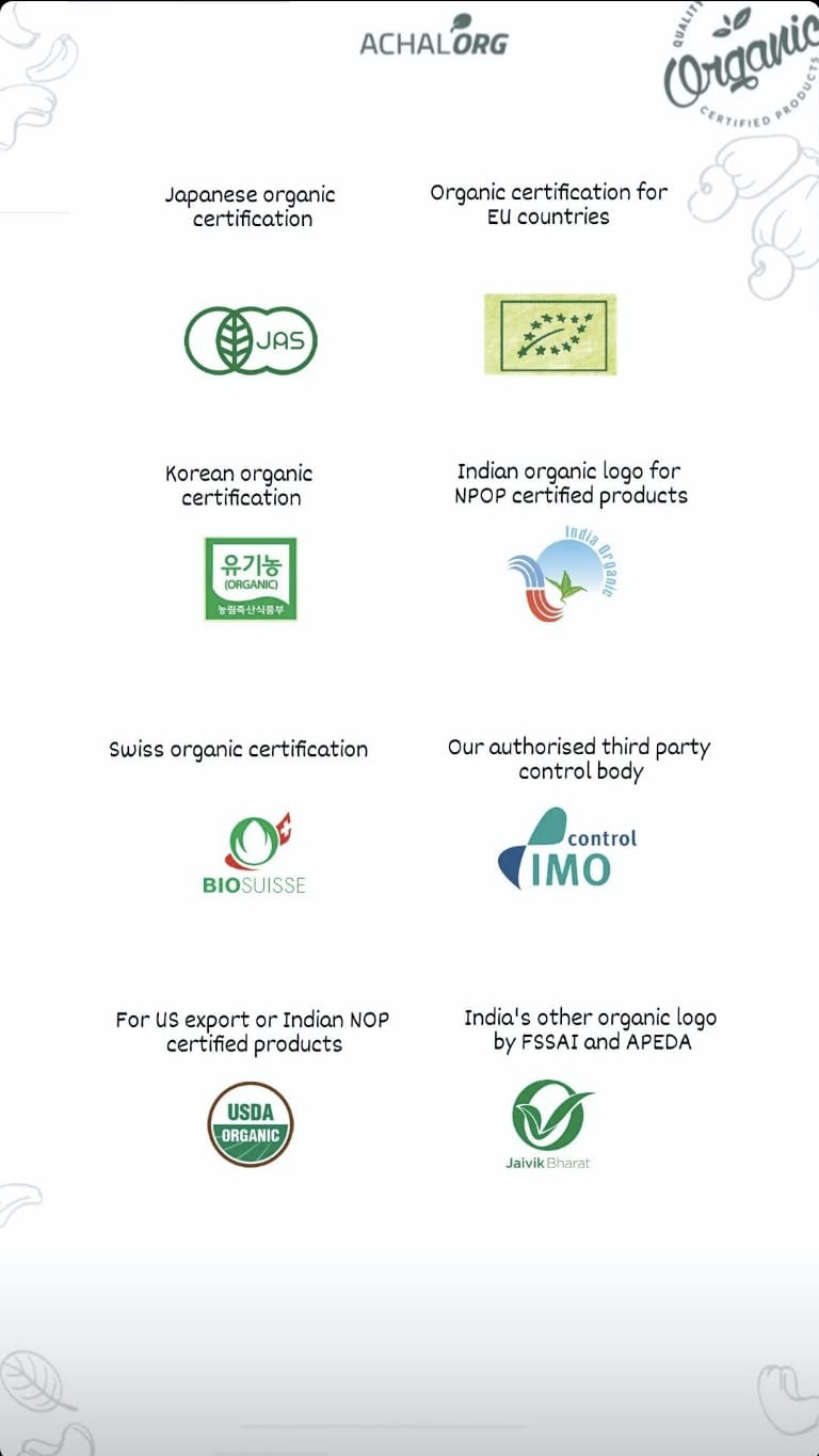 Organic certifications and logos for organic food products